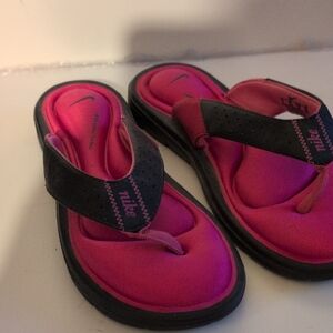 Nike Black and Pink Sandals